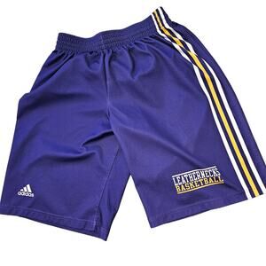Adidas Basket Ball Shorts Leather Neck‎ Purple/ Yellow Size Large